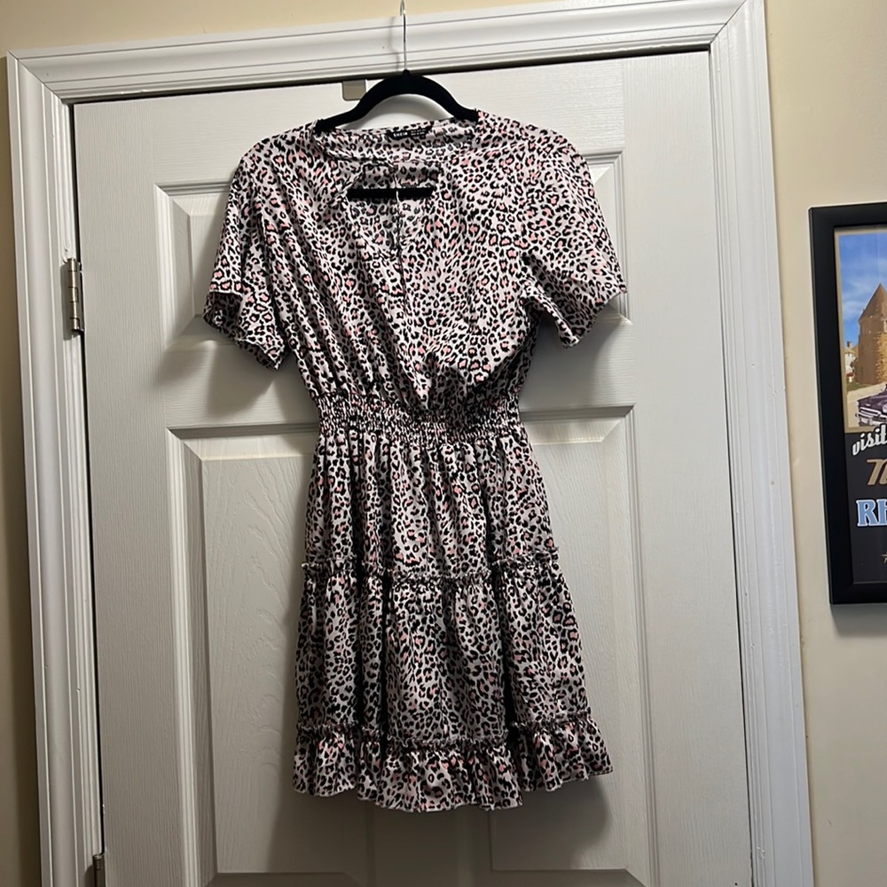 Pink leopard print summer dress